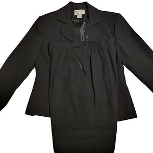 Talbots & Focus women's black wool pants suit set jacket size 6 and pants size 4